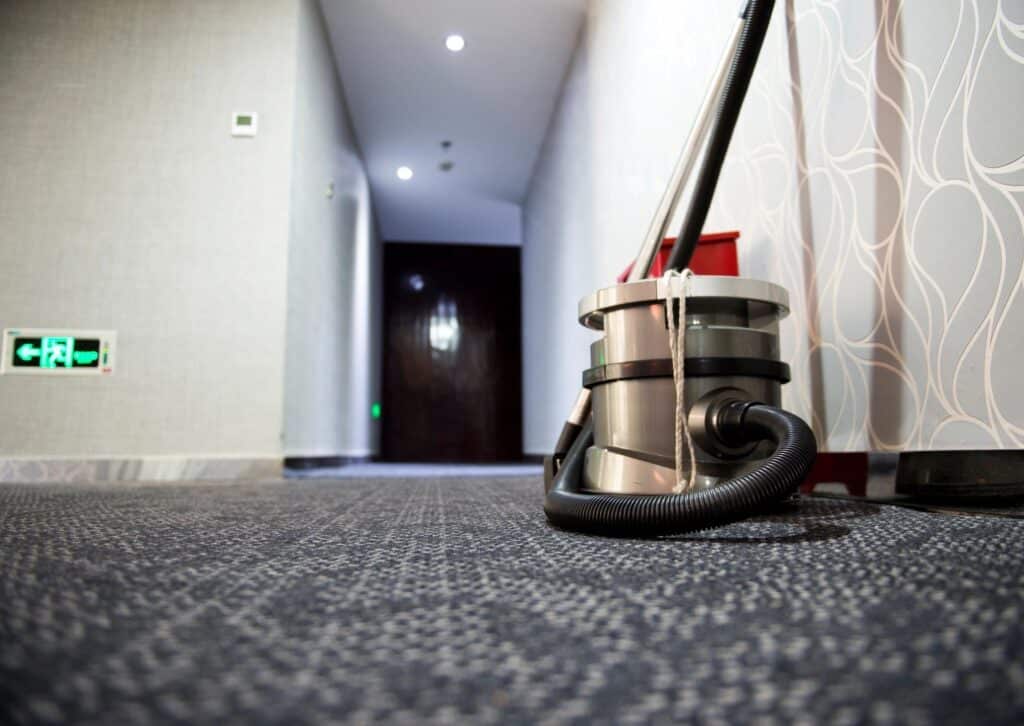 Carpet cleaning machine in use